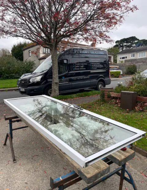 Emergency window repair carried out in a Wicklow home.