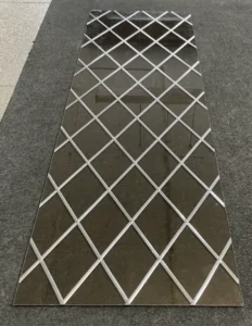 Patterned glass cut to size in P Fahy Glazing Ltd Bray workshop