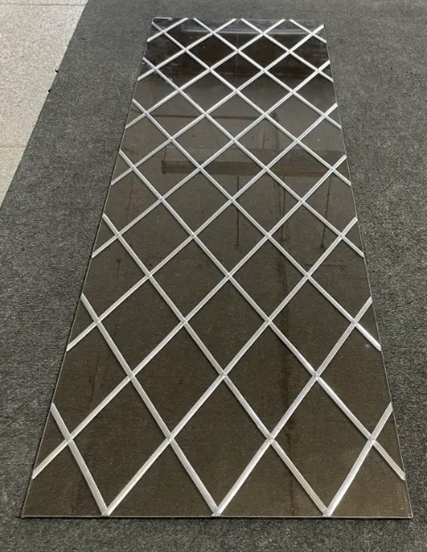 Patterned glass cut to size in P Fahy Glazing Ltd Bray workshop