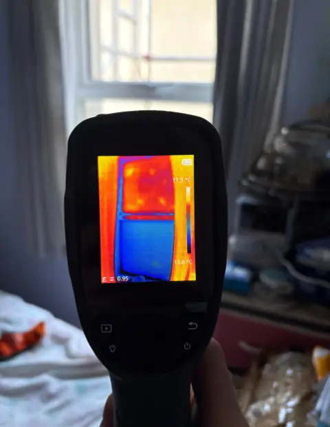 Thermal image showing a double glazing upgrade with energy-efficient glass improving indoor comfort in a Dublin home